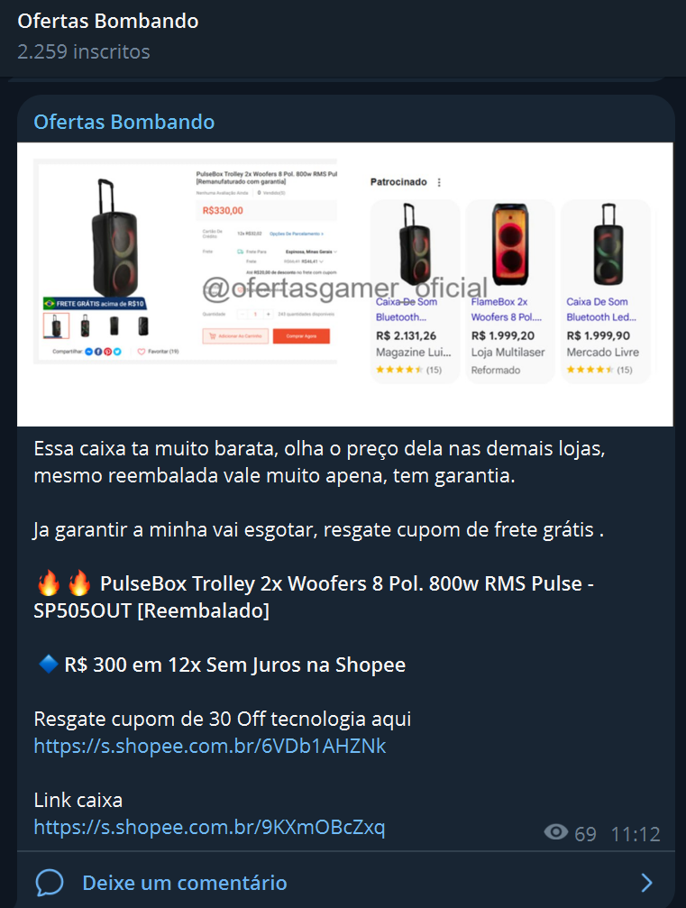 caixa de mais de mil por 326